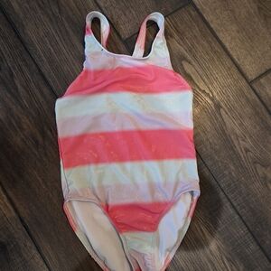 Striped Pink and White Swimsuit